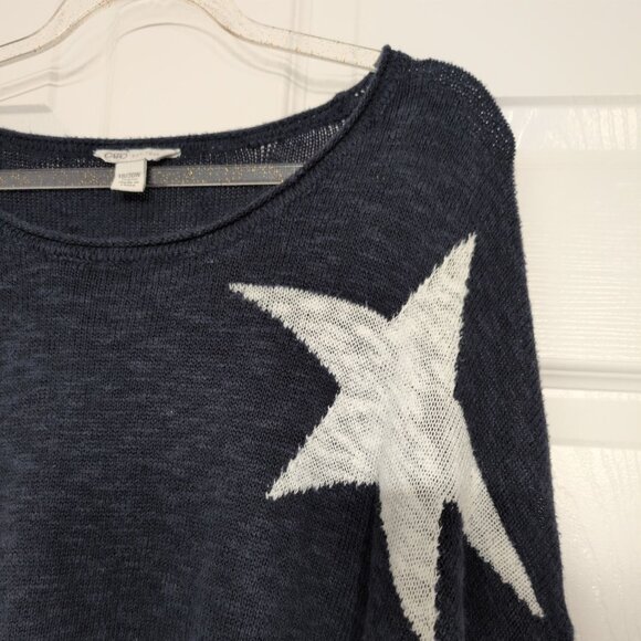 Cato Star Sweater Womens Size 18/20W Blue Bell Sleeve Cotton Blend Knit Pullover - Picture 3 of 11